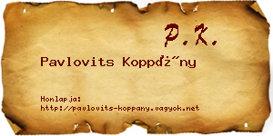 Pavlovits Koppány névjegykártya